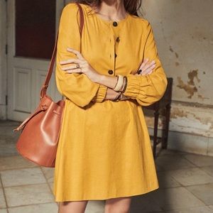 Sezane Candice Dress in Curry Mustard Yellow 36, 4